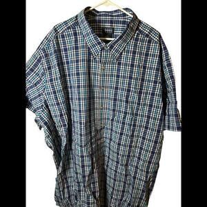 Harbor bay  Shirt Men's size 5xl‎ blue plaid button down